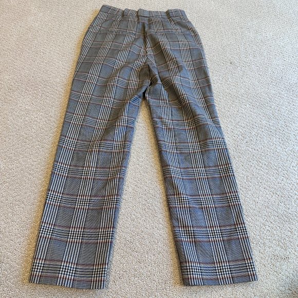 Sandro Pants Stainy Plaid Check Tapered Ankle Crop Neutral Work Modern Sz 34 XS - Picture 8 of 14